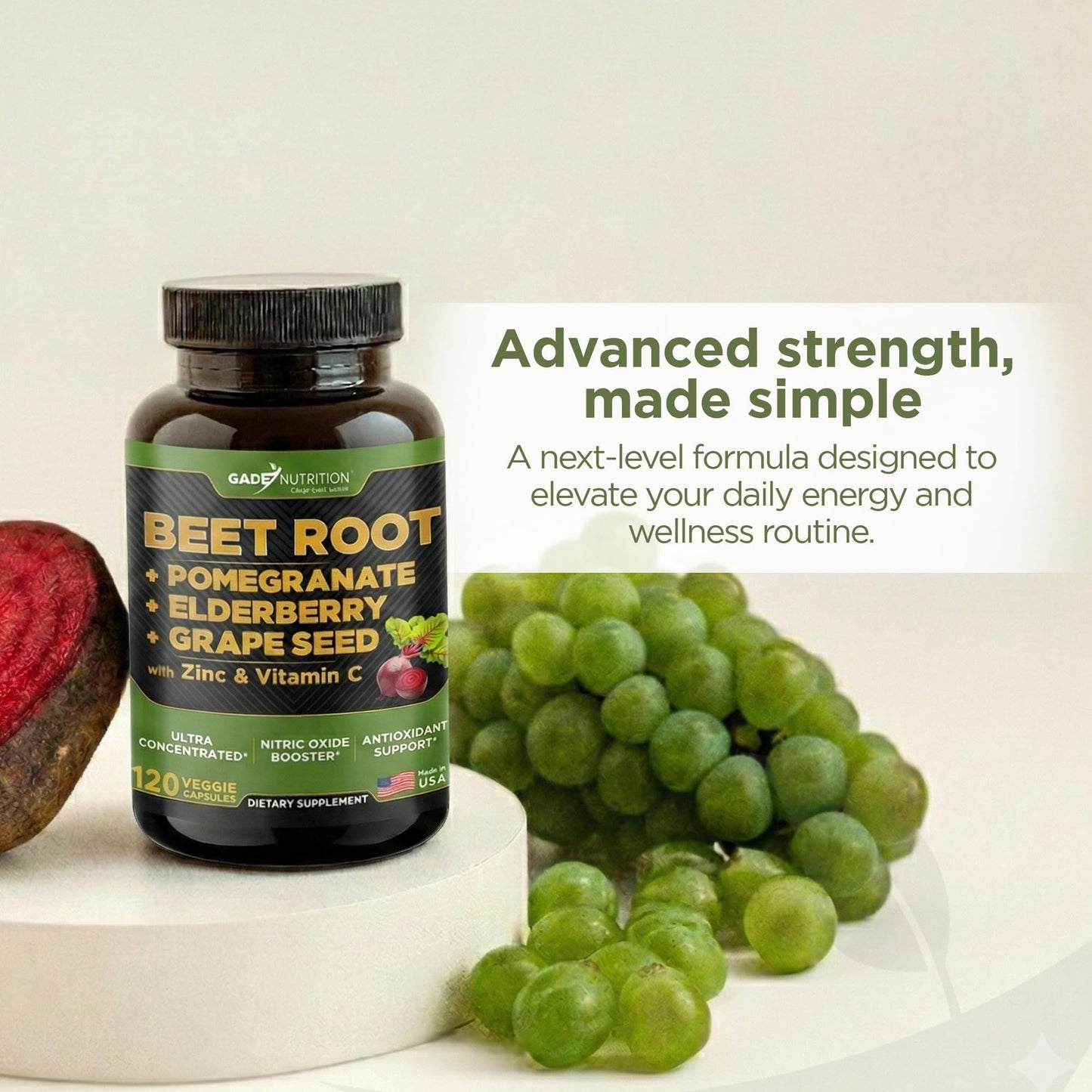 GADE NUTRITION Beet Root Concentrated Beetroot Extract Formula 120 Capsules