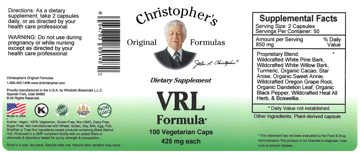 Christopher's Original Formulas VRL Formula 100 Vegetarian Capsules