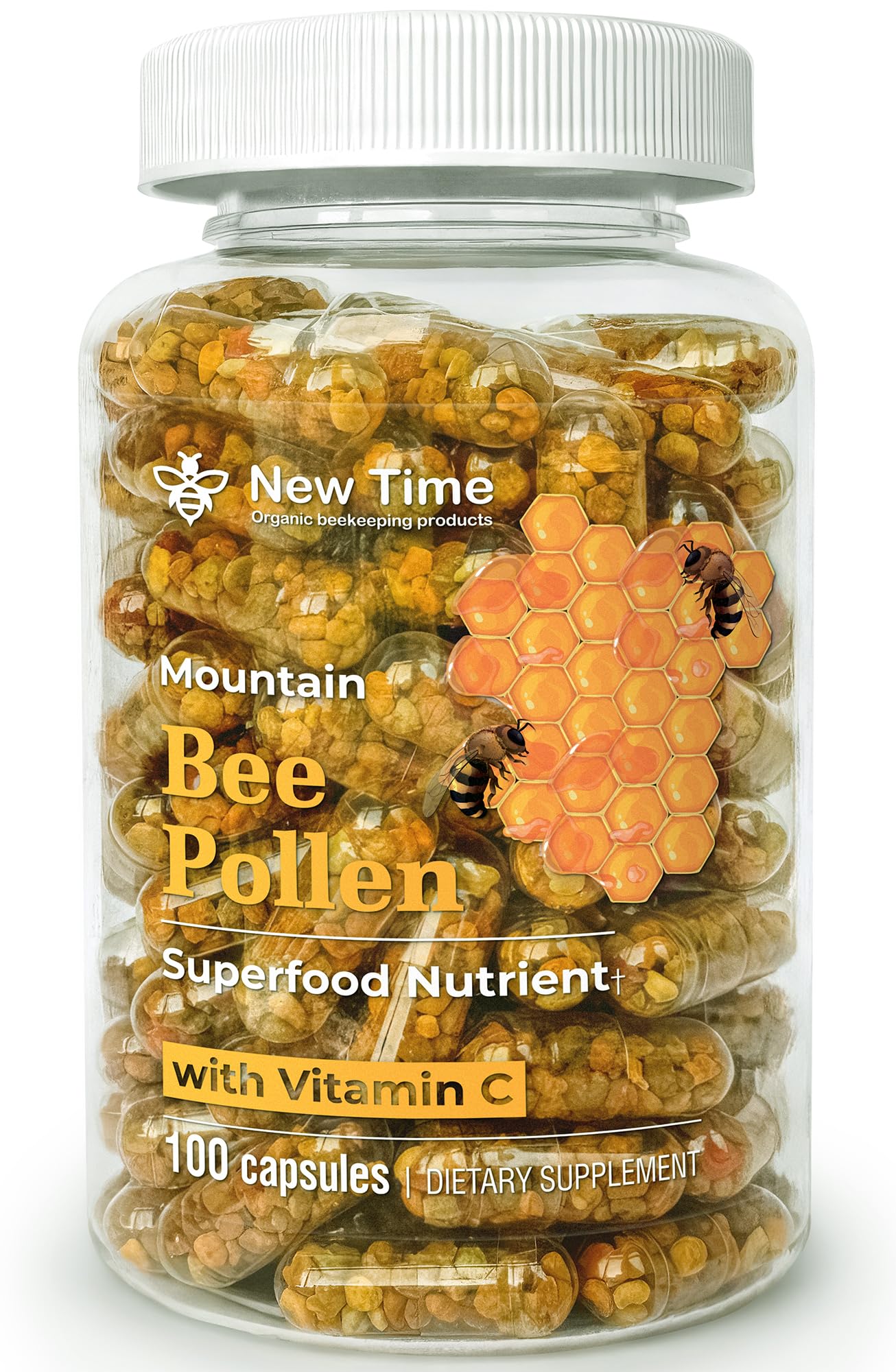 New Time Organic beekeeping products Bee Pollen Capsules 100 Capsules