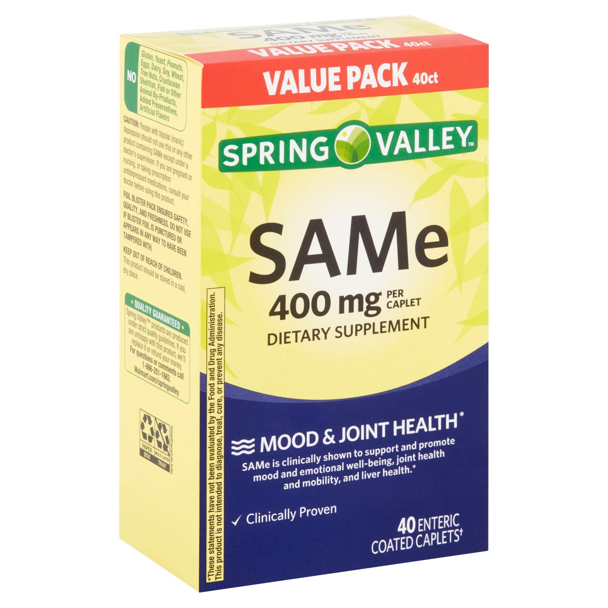 Spring Valley Same 400MG Caplets 40 Count