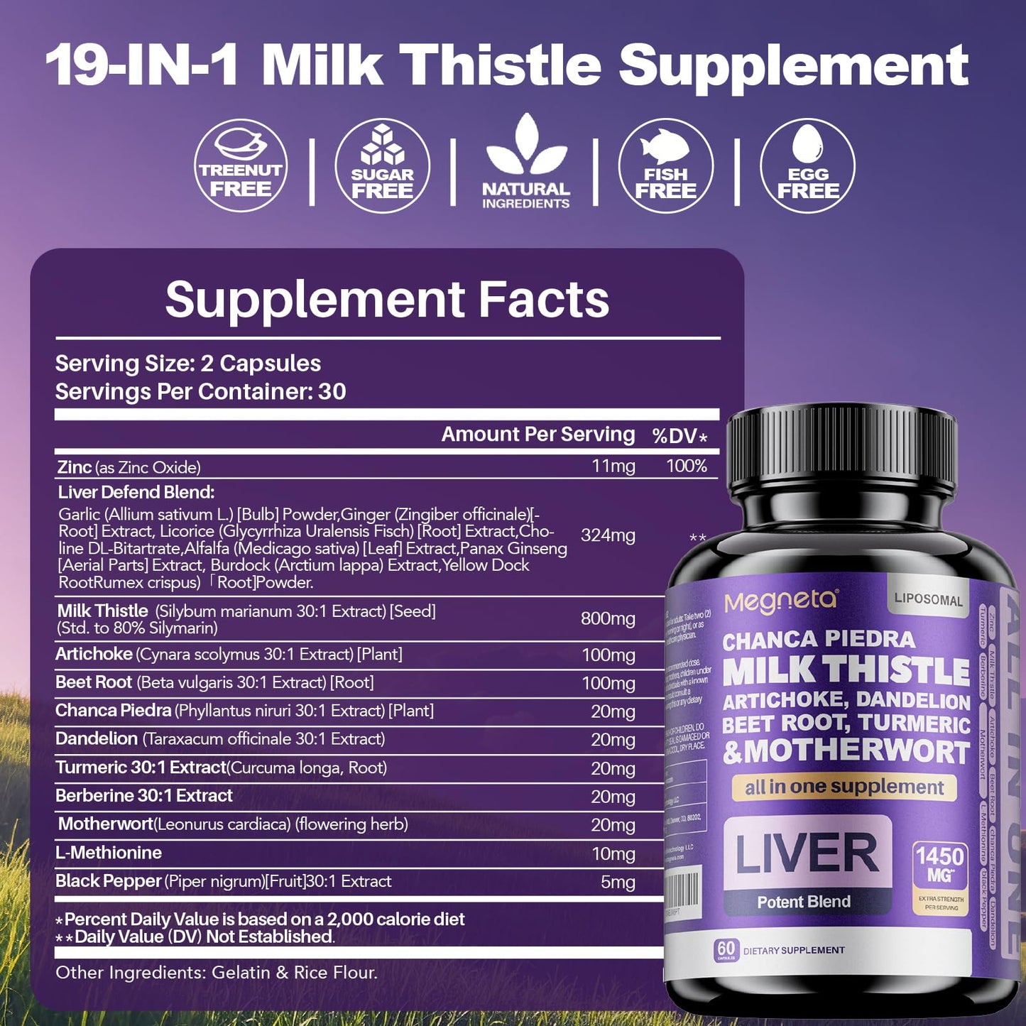 MEGNETA Milk Thistle Supplement 120 Capsules
