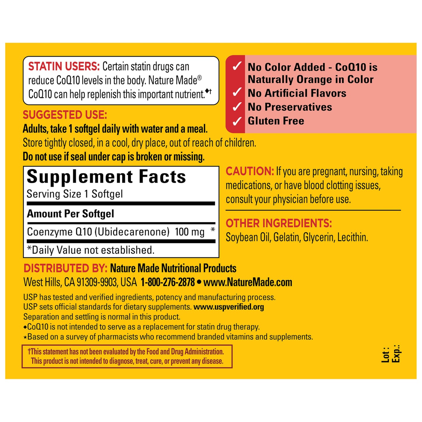 Nature Made CoQ10 100mg Softgels 72 Count