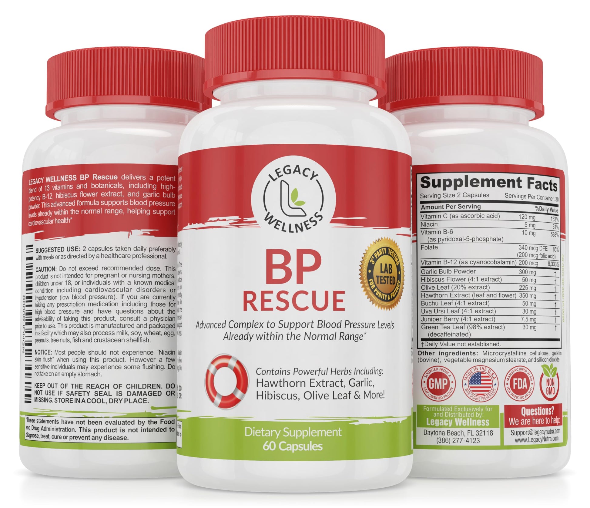 LegacyNutra BP Rescue Blood Pressure Support Capsules 60 Count