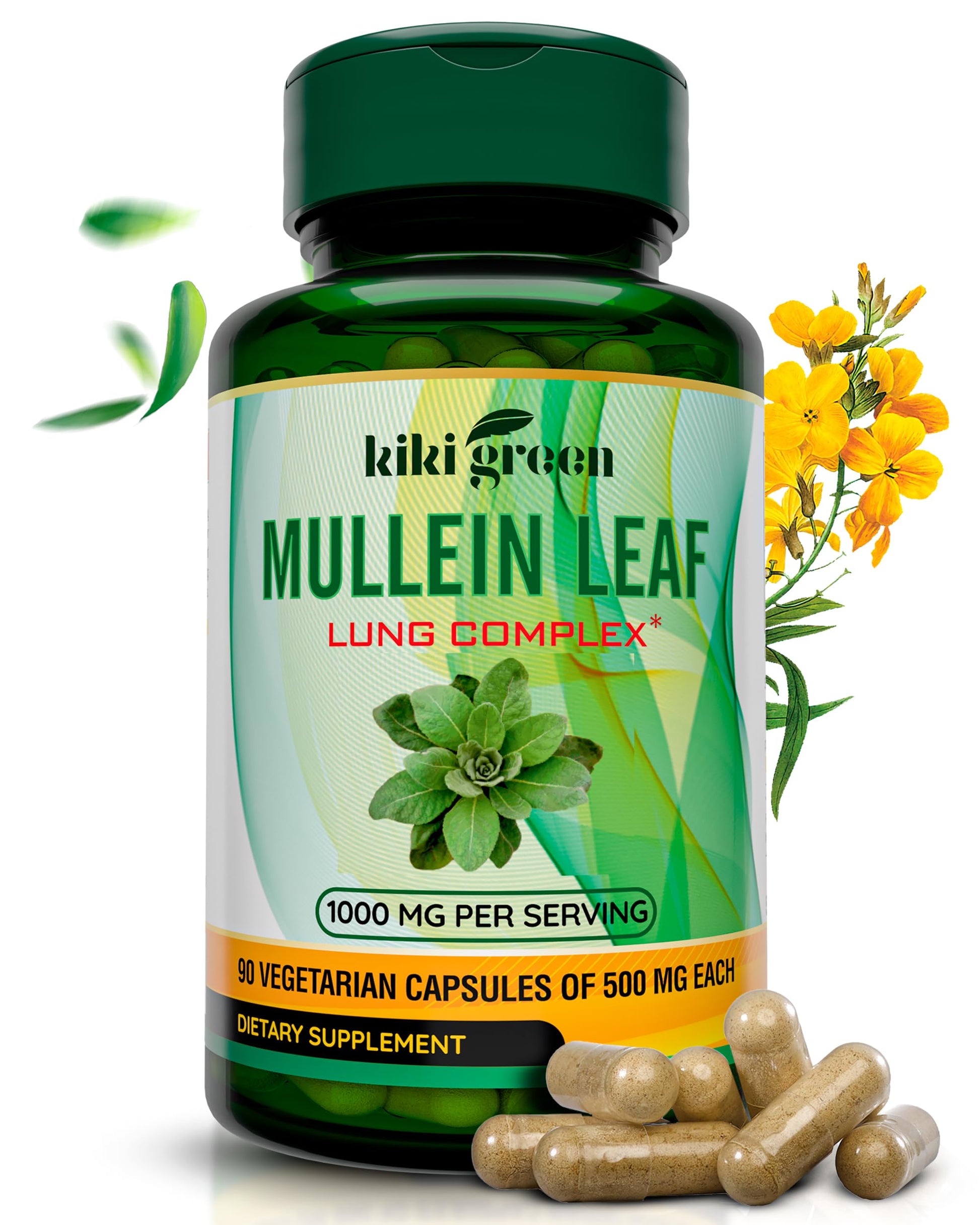 KIKI Green Mullein Leaf Extract Capsules, 90 Count