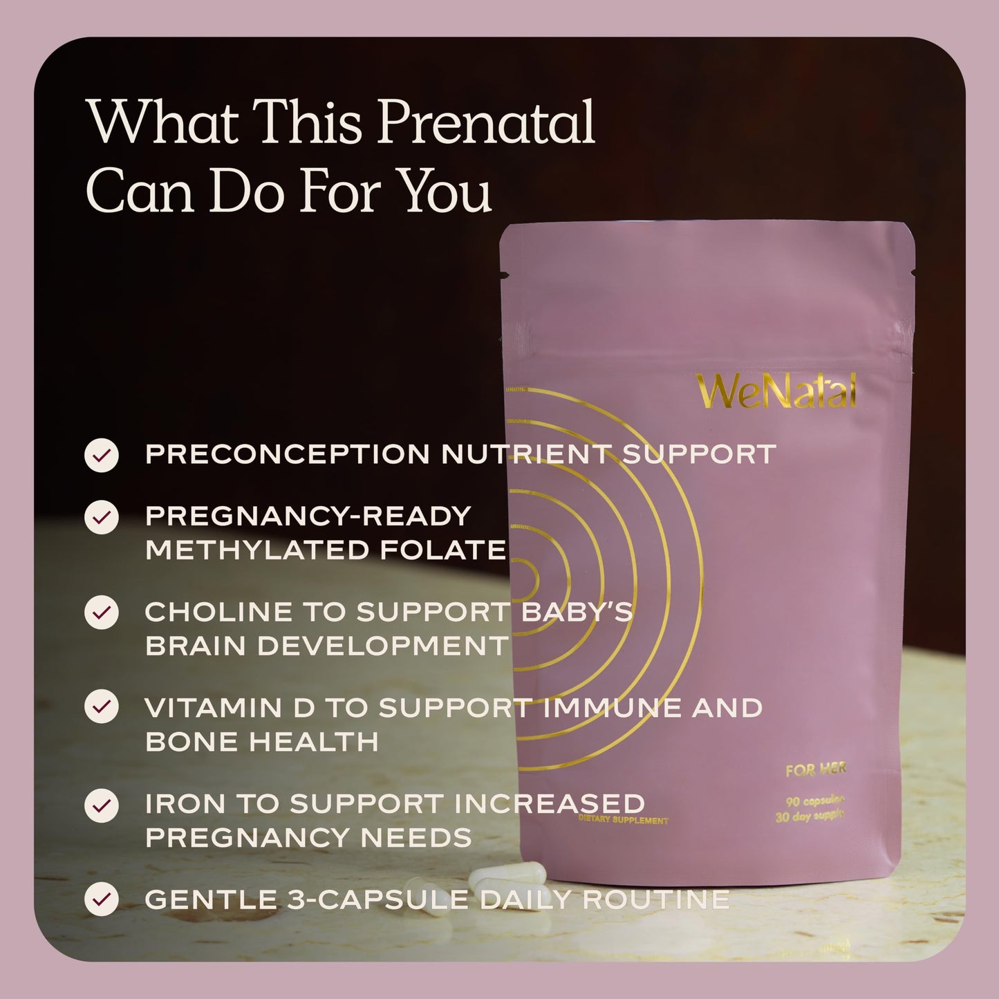 WeNatal for Her Prenatal Vitamins – Folate, Choline, DHA Capsule, 90 Capsules