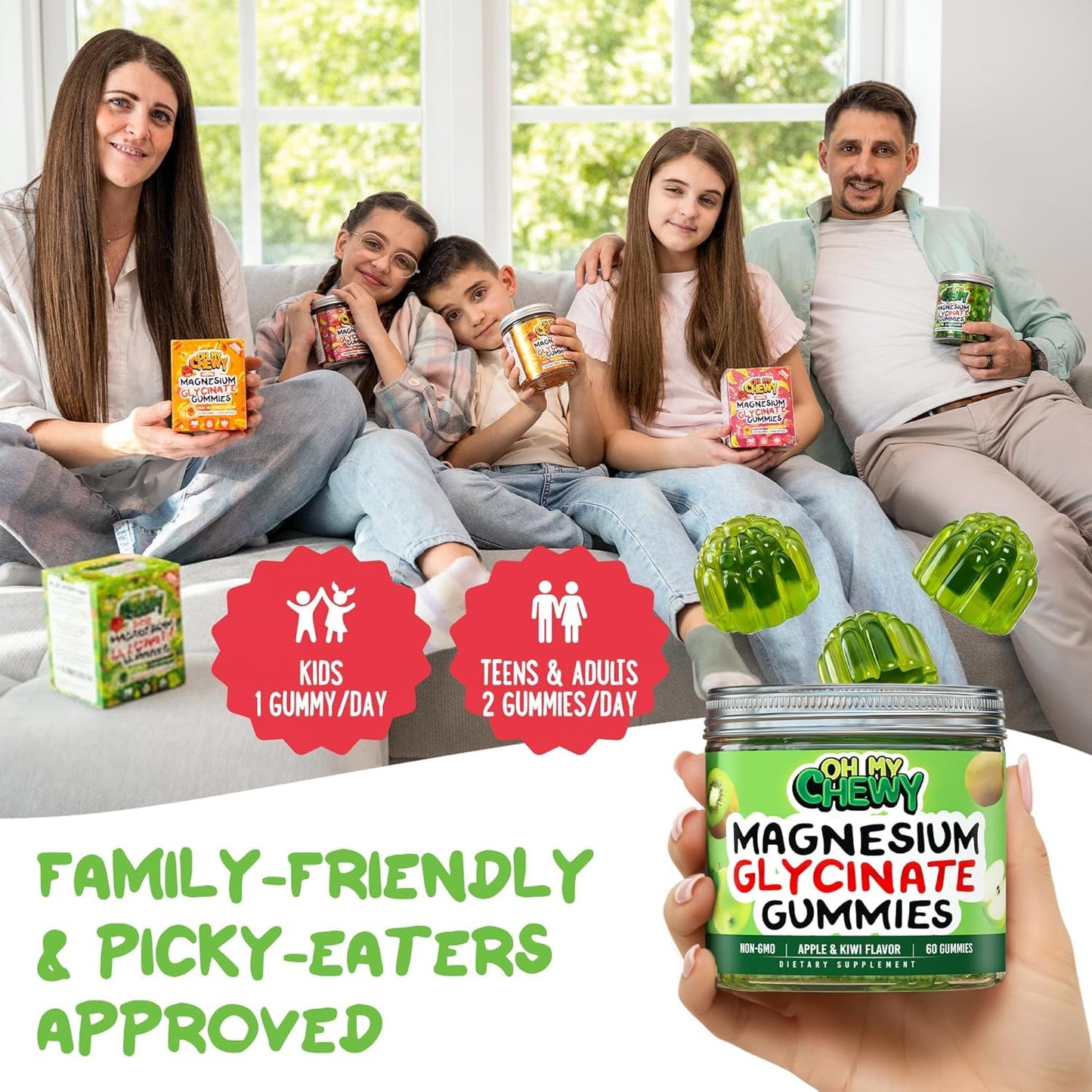OH MY CHEWY Magnesium Glycinate Gummies 120 Count