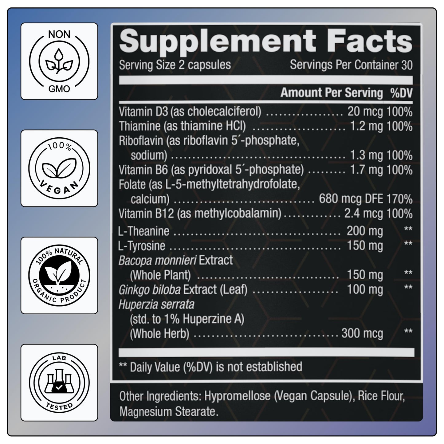 NOVIQ 11-in-1 Nootropic Brain Supplement - Memory, Focus & Clarity, 60 Capsules