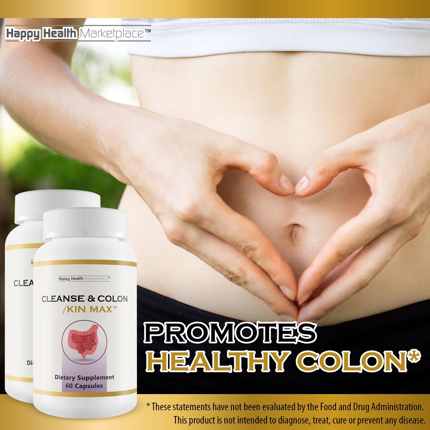 Happy Health Marketplace Kin Max Colon Cleanse Detox with Probiotics 60 Capsules