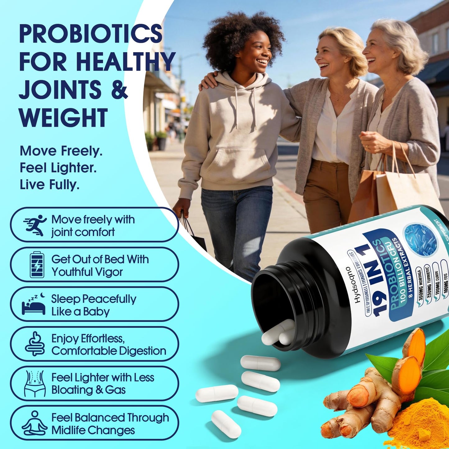 Hydsoqmo Probiotics for Women – Menopause, Digestive & Gut Health Support, 90 Capsules