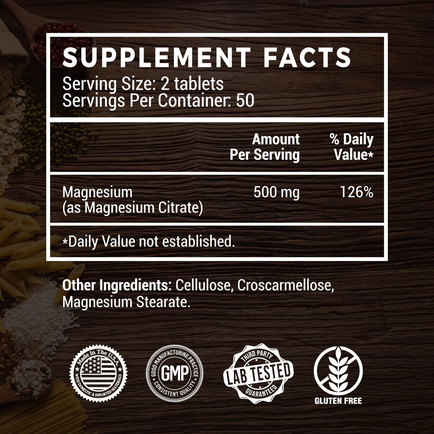 VANI Magnesium Citrate 500 mg Tablets, 100 Count