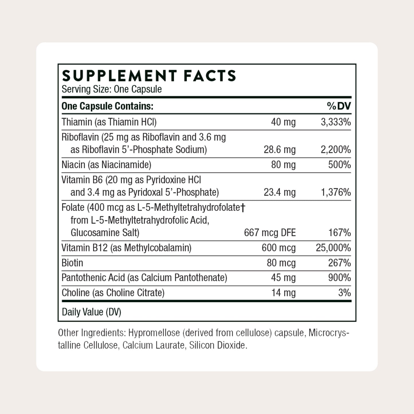 THORNE B-Complex #12 Vitamin B Complex with Choline, 60 Capsules