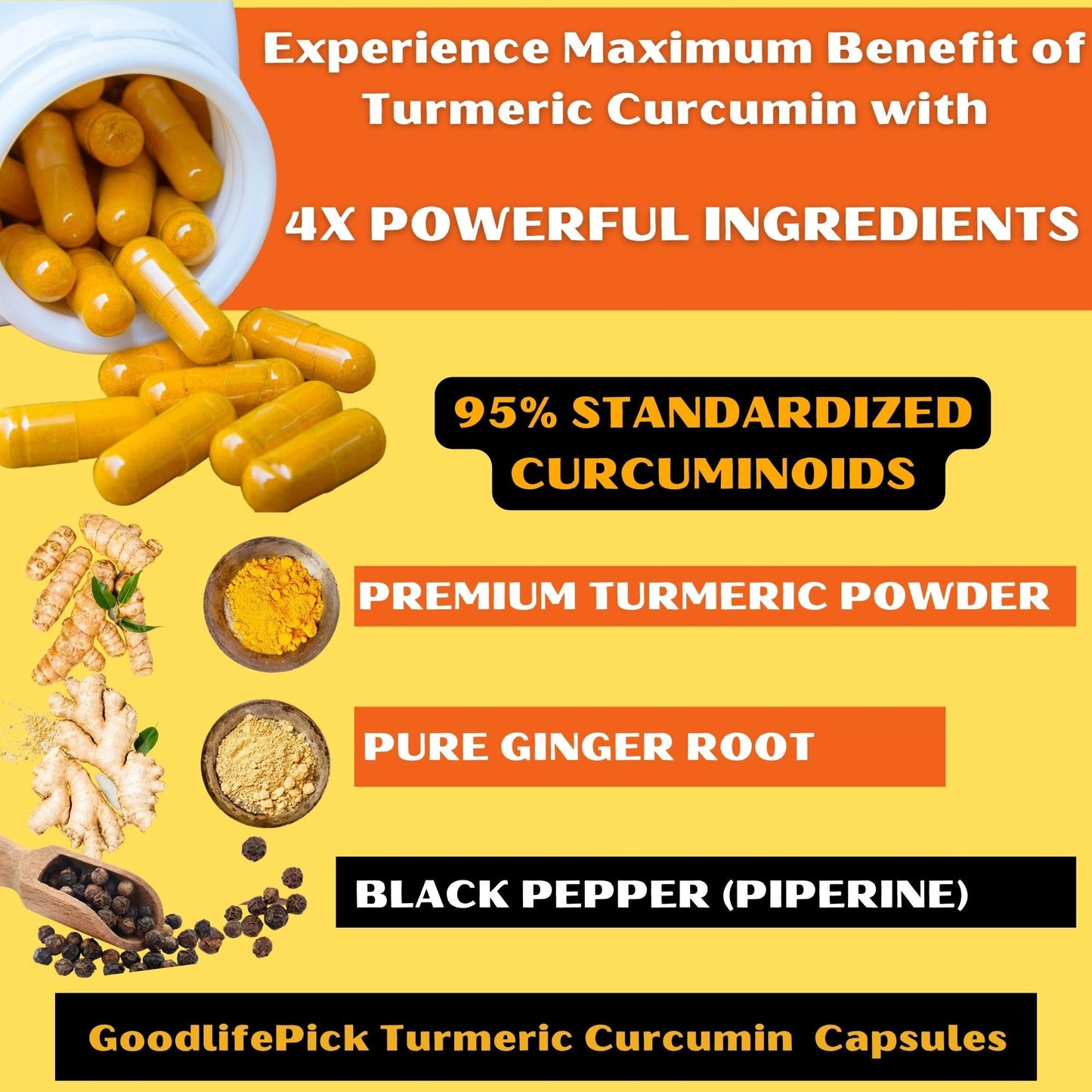 GoodlifePick Elderberry & Turmeric Capsules, 180 Count
