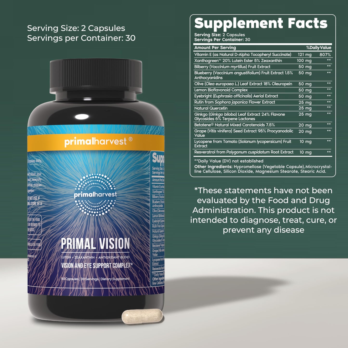 Primal Harvest Vision Capsule 60 Count