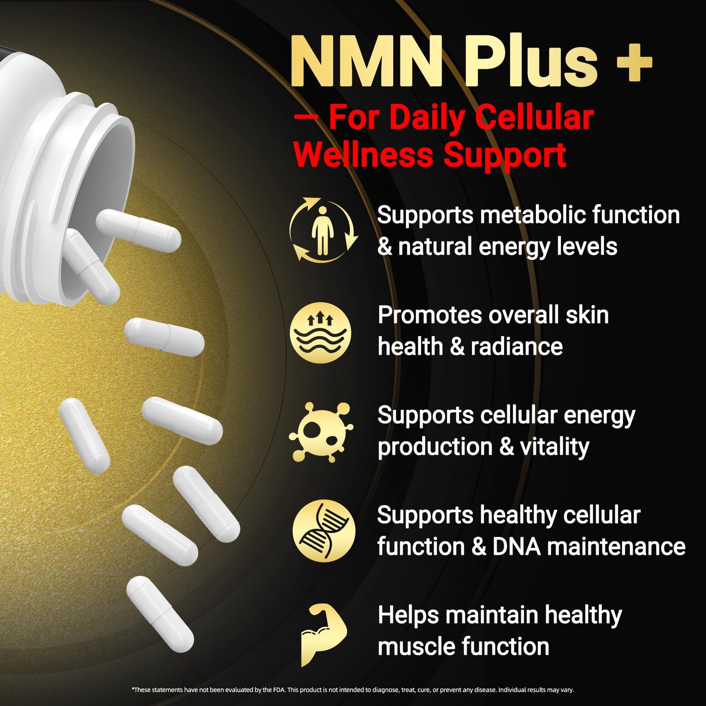 I LOVE HEALTH NMN Complex Plus+ for Women & Men with NAC, Alpha Lipoic Acid, CoQ10 & Resveratrol – 5-in-1 Cellular Energy & Healthy Aging Support – 60 Capsules