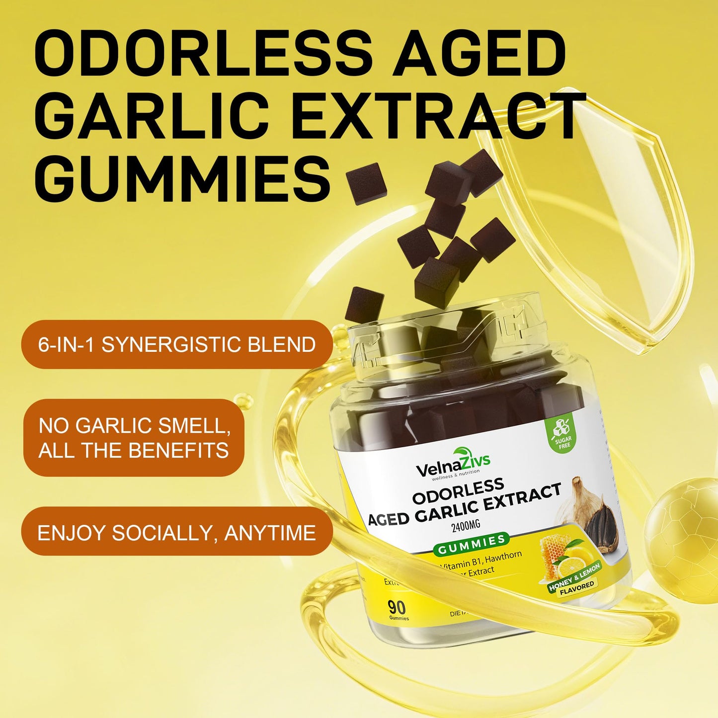 Velna zivs Aged Garlic Extract Gummies 90 Count