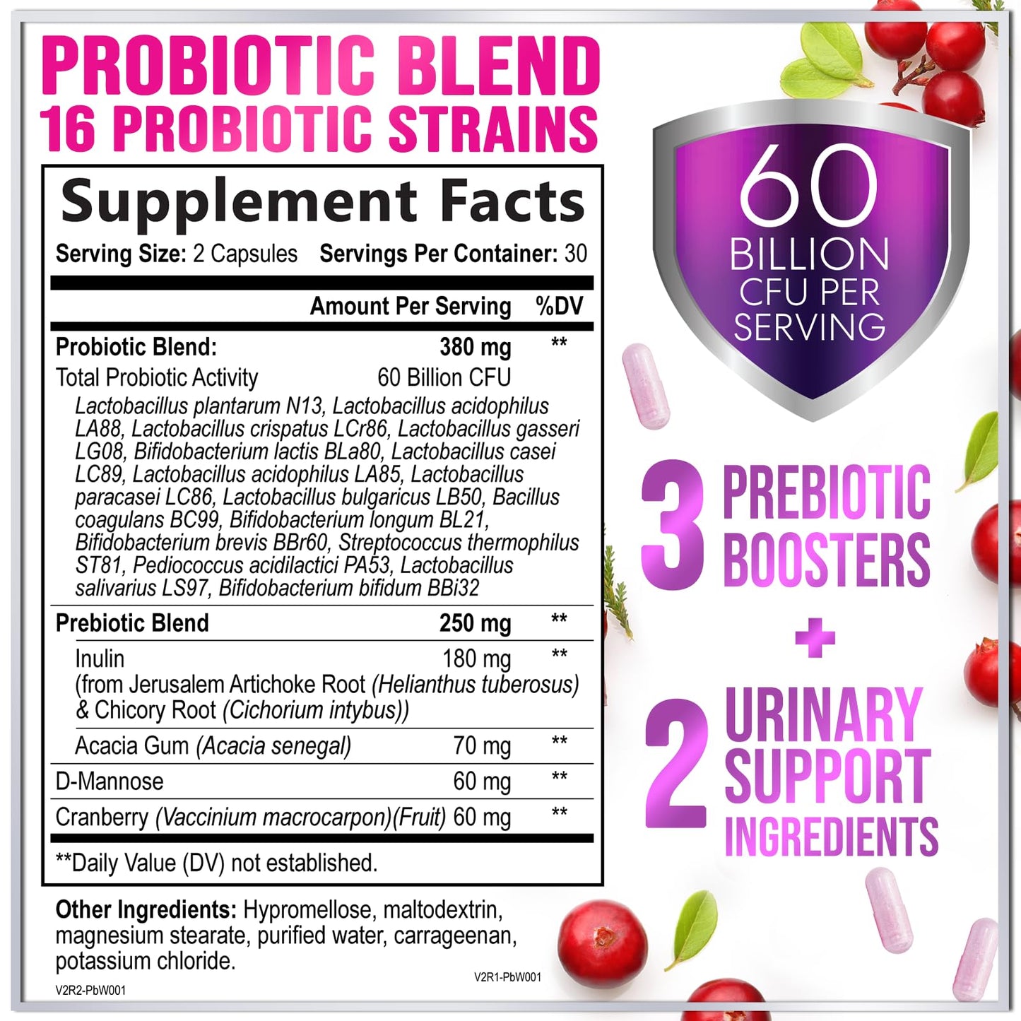 Hello Lovely! Probiotics for Women - Prebiotic and Probiotic Blend 60 Billion CFU Per Serving - 16 Strain Women's Probiotic for pH Balance & Vaginal Support - Digestive & Immune Support, Capsule, 60 Count
