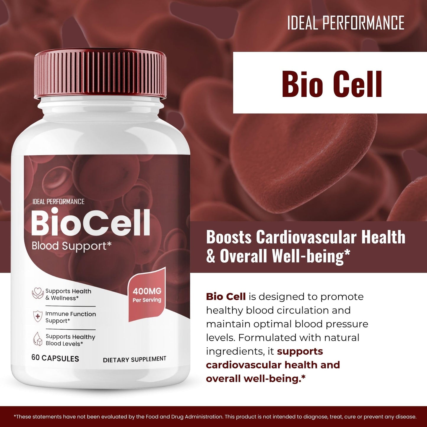 IDEAL PERFORMANCE Bio Cell Blood Health Support Capsule, 120 Capsules