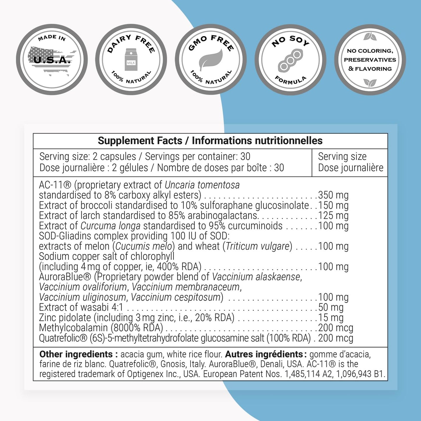Supersmart DNA Repair (Advanced Formula) with AC-11, Sulforaphane Glucosinolate, SOD Gliadins Complex High Potency Antioxidant Supplement 60 Capsules