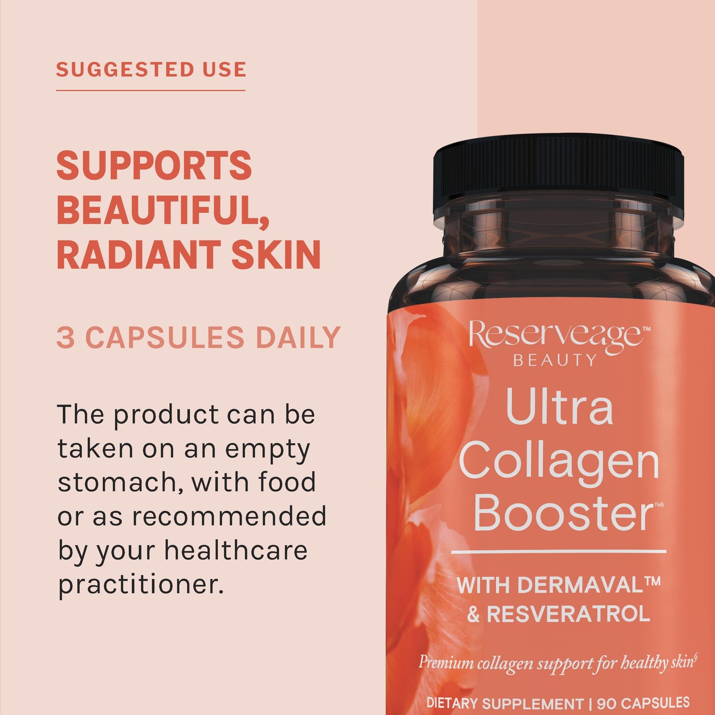 Reserveage Nutrition Resveratrol & Ultra Collagen Booster Capsules, 90 Capsules