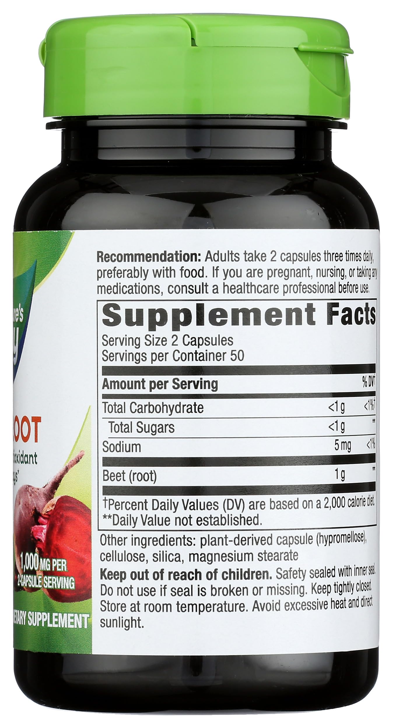 Nature's Way Beet Root Powder Capsules, 100 Count