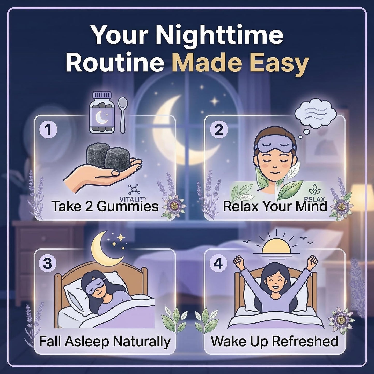 Mansfield Naturals Sleep Gummies with Melatonin, L-Theanine & Botanicals, Gummy, 60 Count