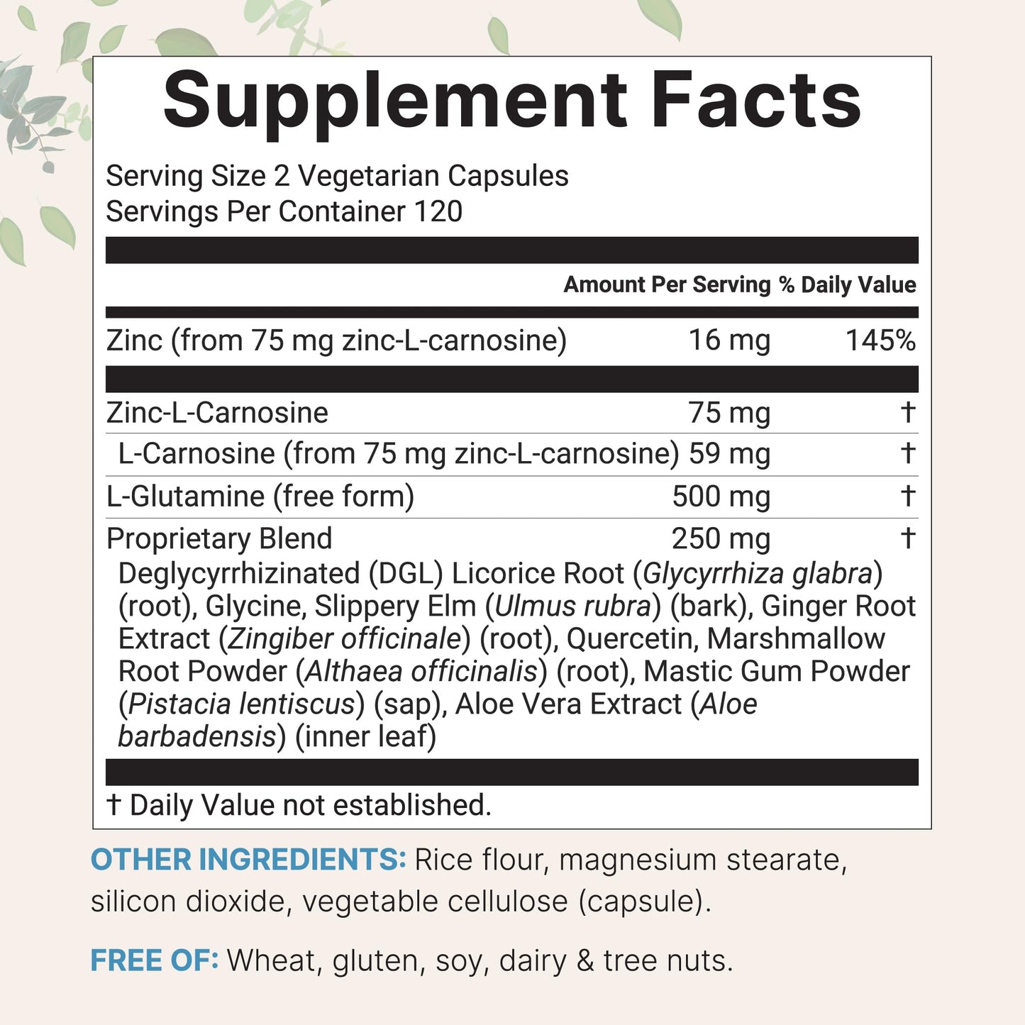 Micro Ingredients Zinc Carnosine 10-in-1 Complex 825mg per Serving Capsules, 240 Count