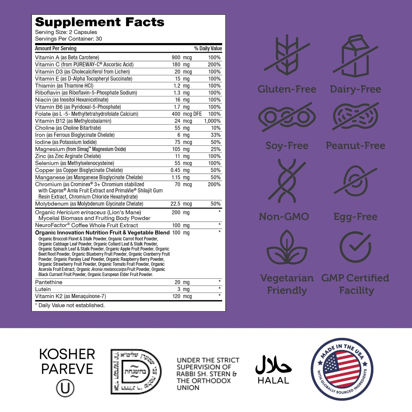 Zahler Multivitamin Brain Supplement Capsules, 60 Count
