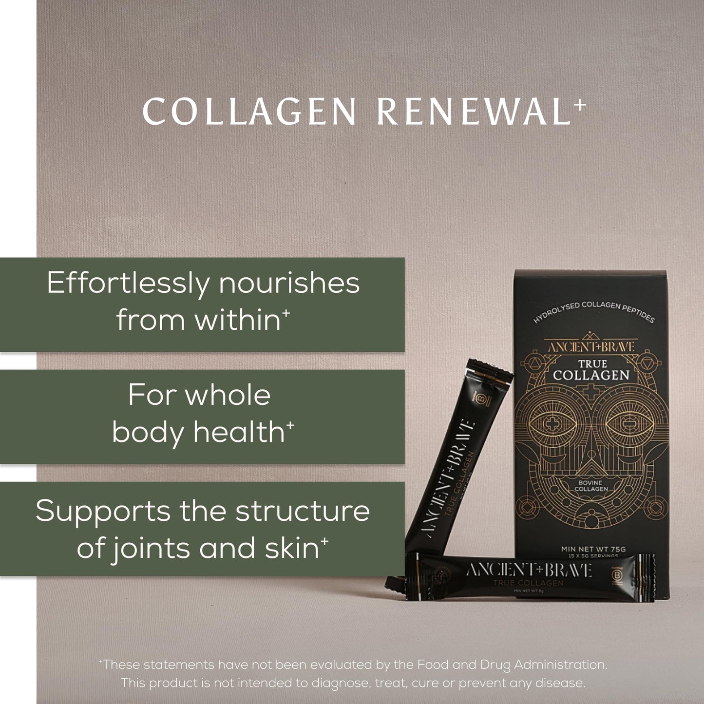 Ancient + Brave True Collagen Powder, 2.55 Ounce