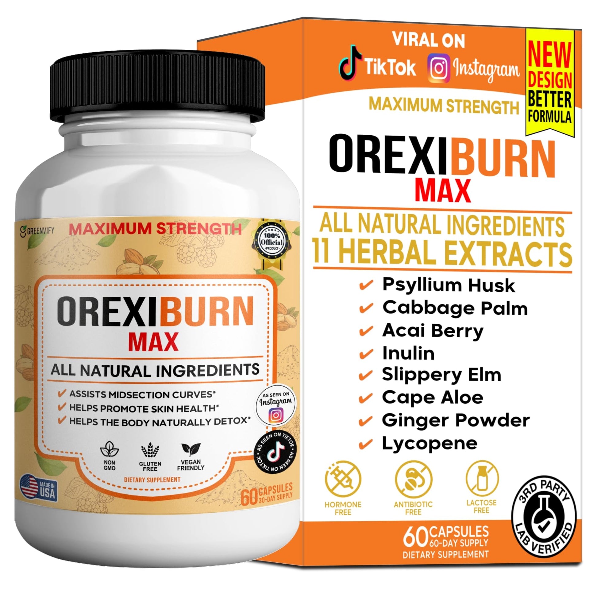 GREENVIFY Orexiburn Max Maximum Strength Supplement, 60 Capsules