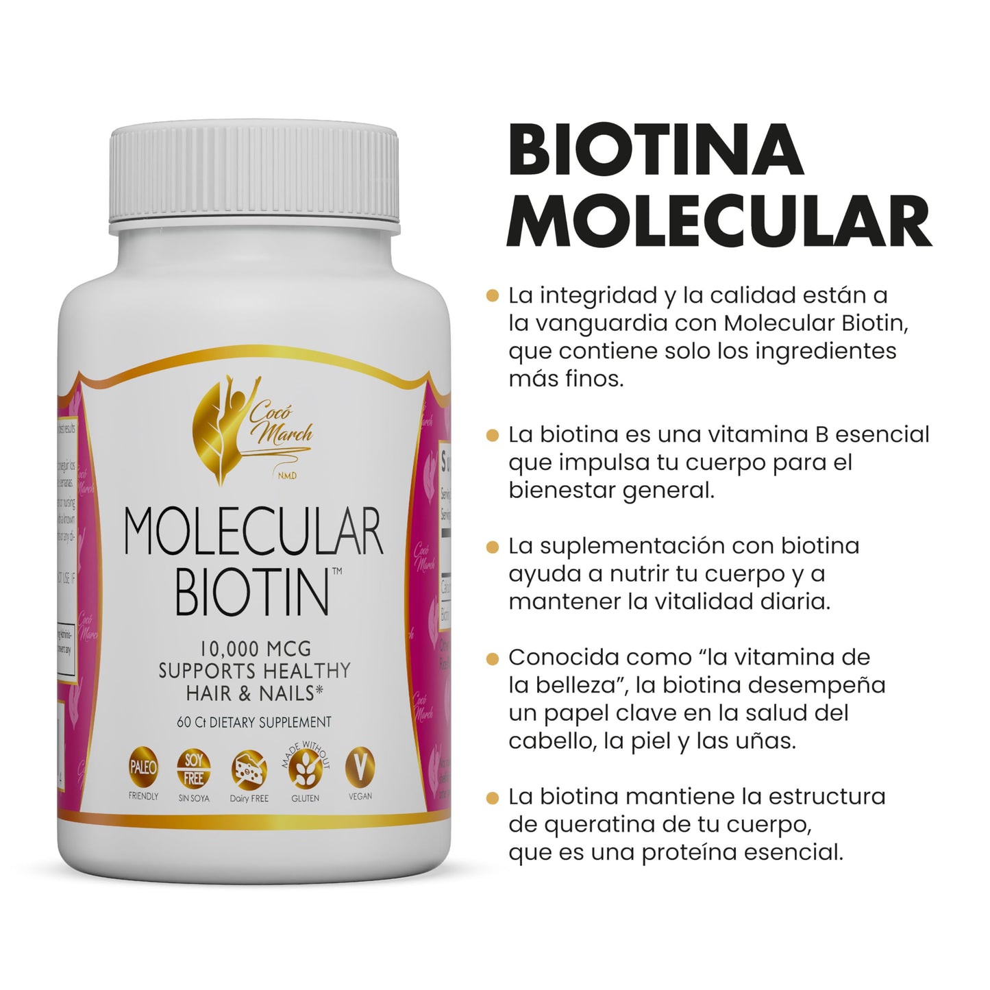 Cocó March N.M.D Molecular Biotin Capsule, 10,000 mcg, 60 Servings, 1 Count
