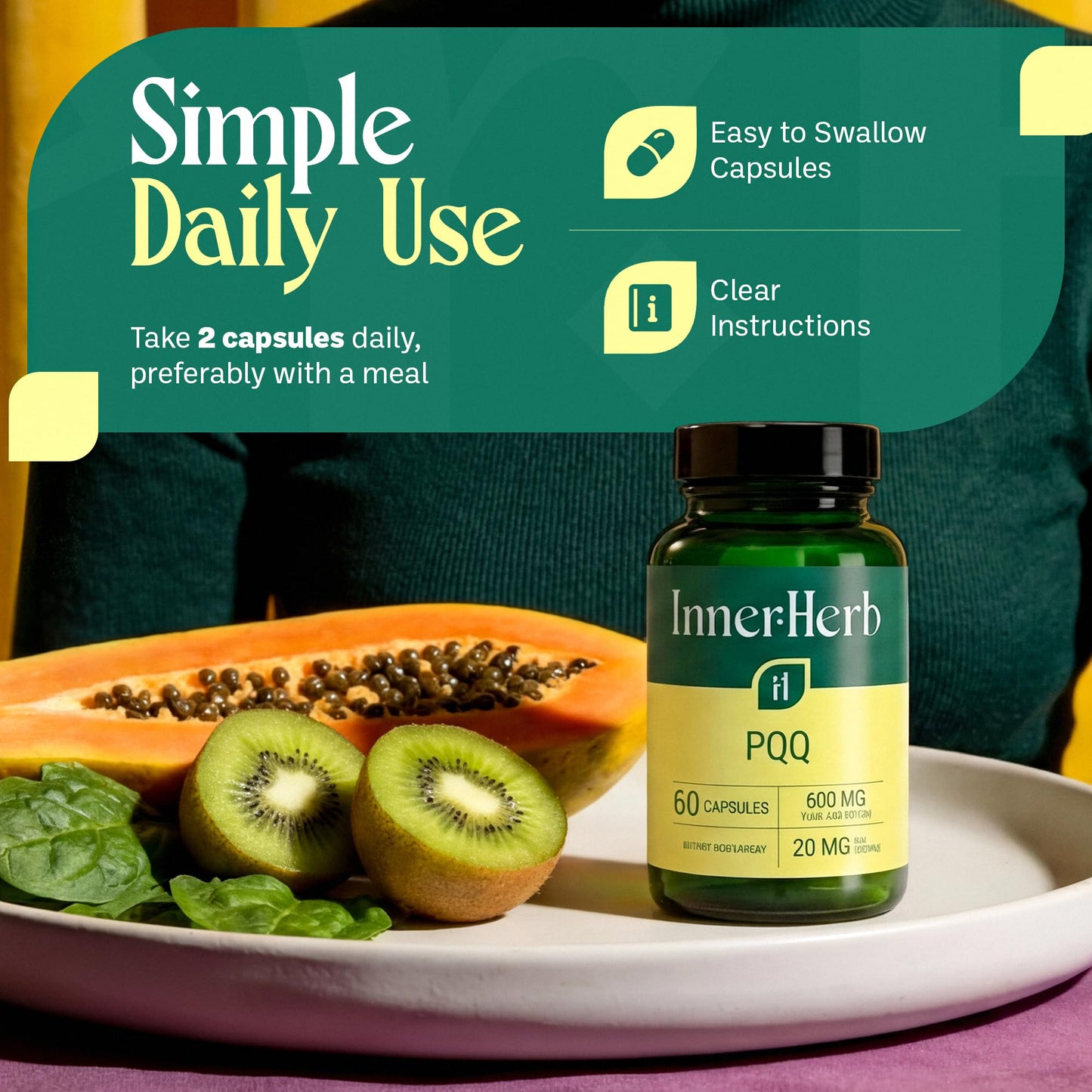 InnerHerb Pyrroloquinoline Quinone PQQ Daily Capsule, 1 Capsule