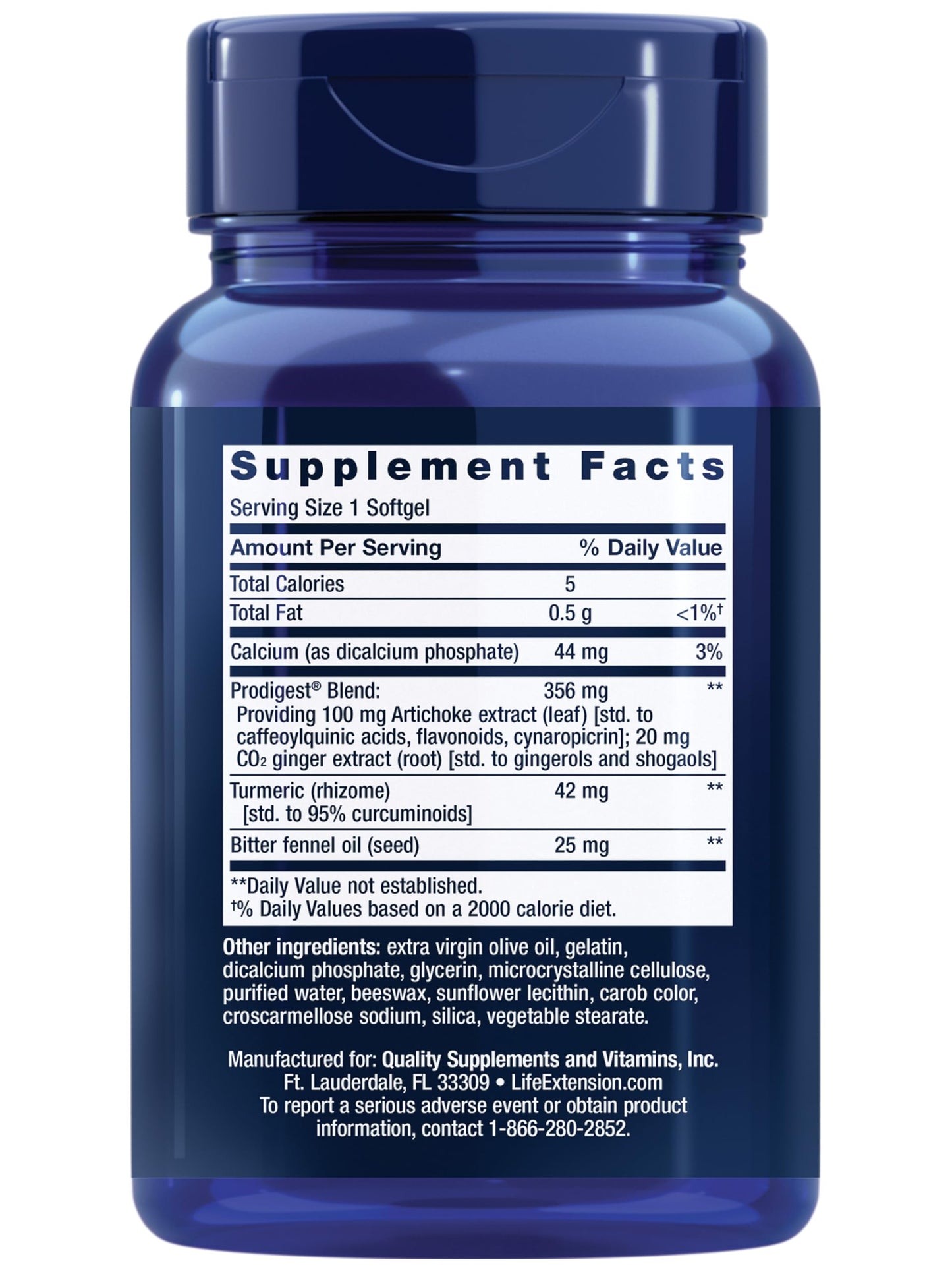 Life Extension Bloat Relief Softgels with Artichoke, Ginger, Fennel and Turmeric for Digestive Health, 60 Count