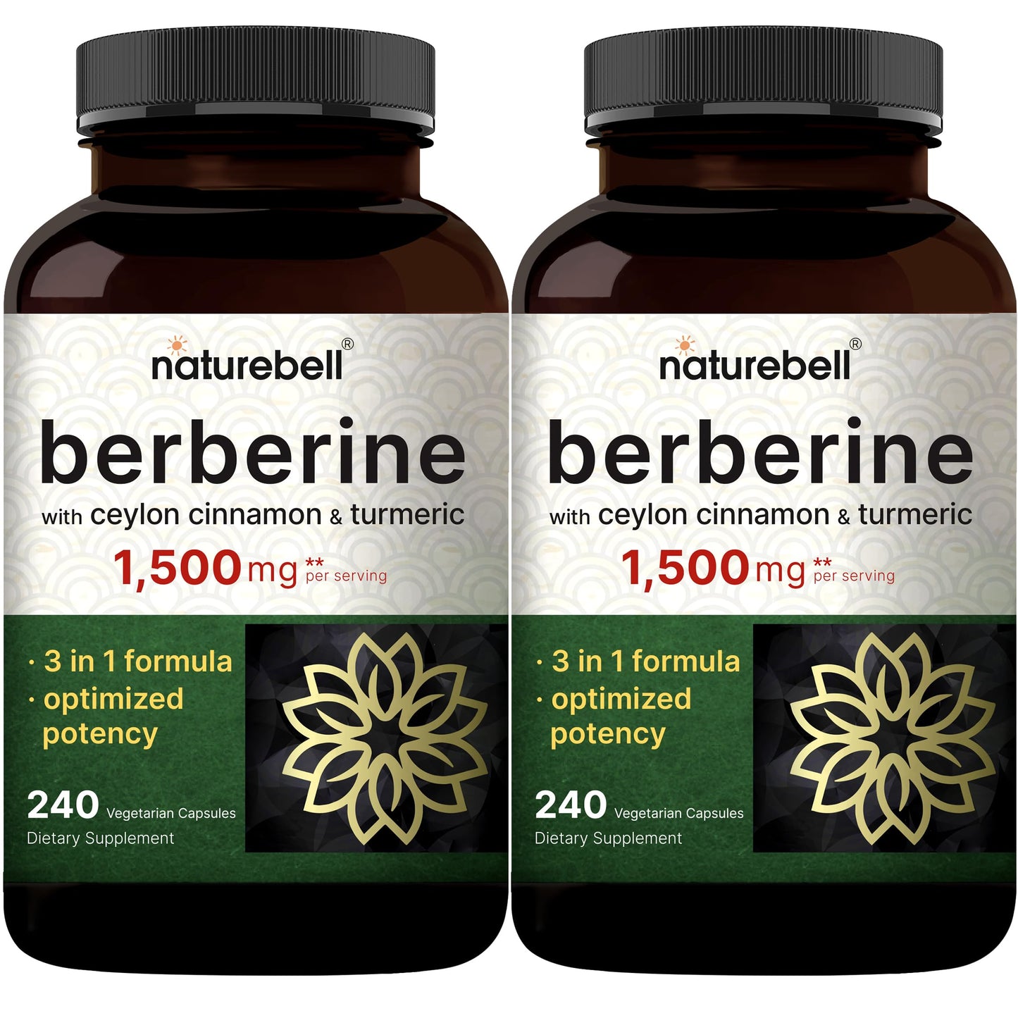 NatureBell Berberine Supplement 1,500mg with Ceylon Cinnamon & Turmeric Root Capsules, 480 Capsules