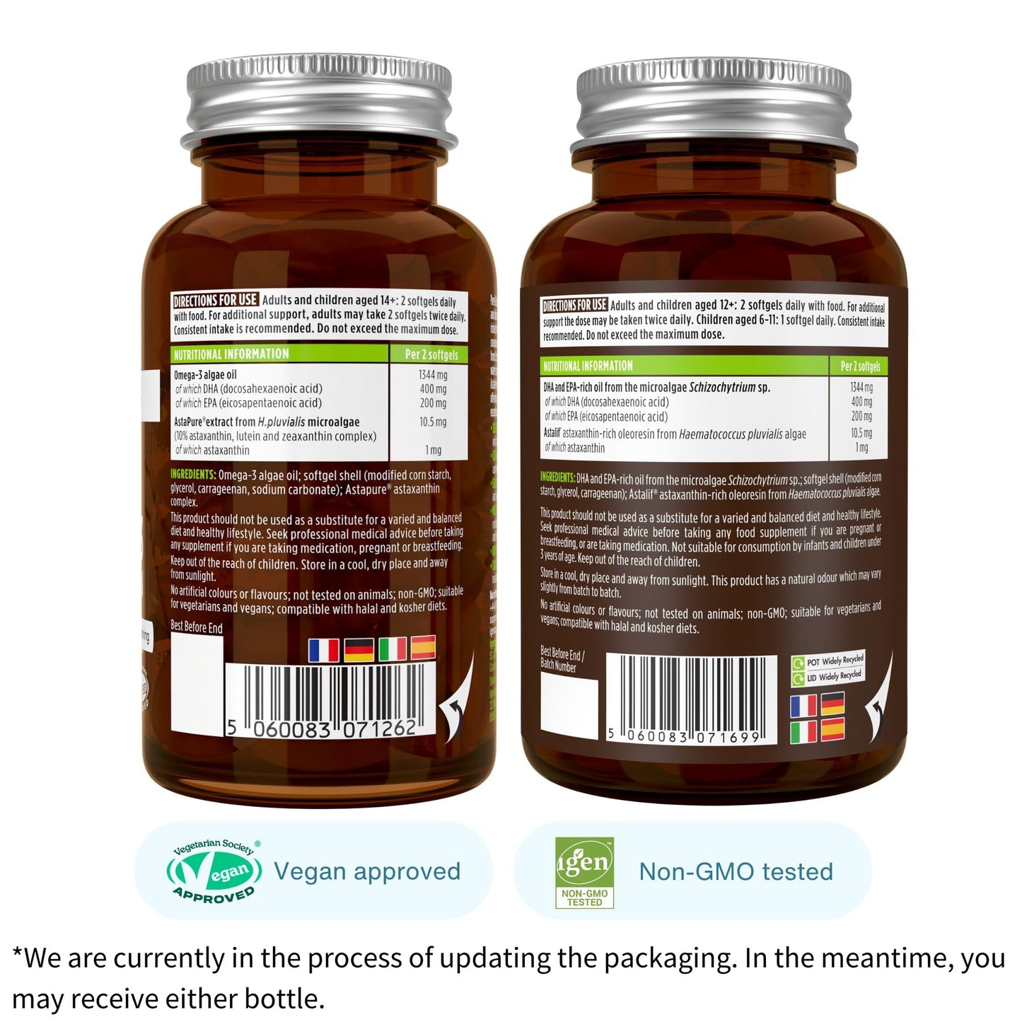 Igennus Healthcare Nutrition Vegan Omega 3 Algae Oil EPA DHA 600mg 180 Softgels