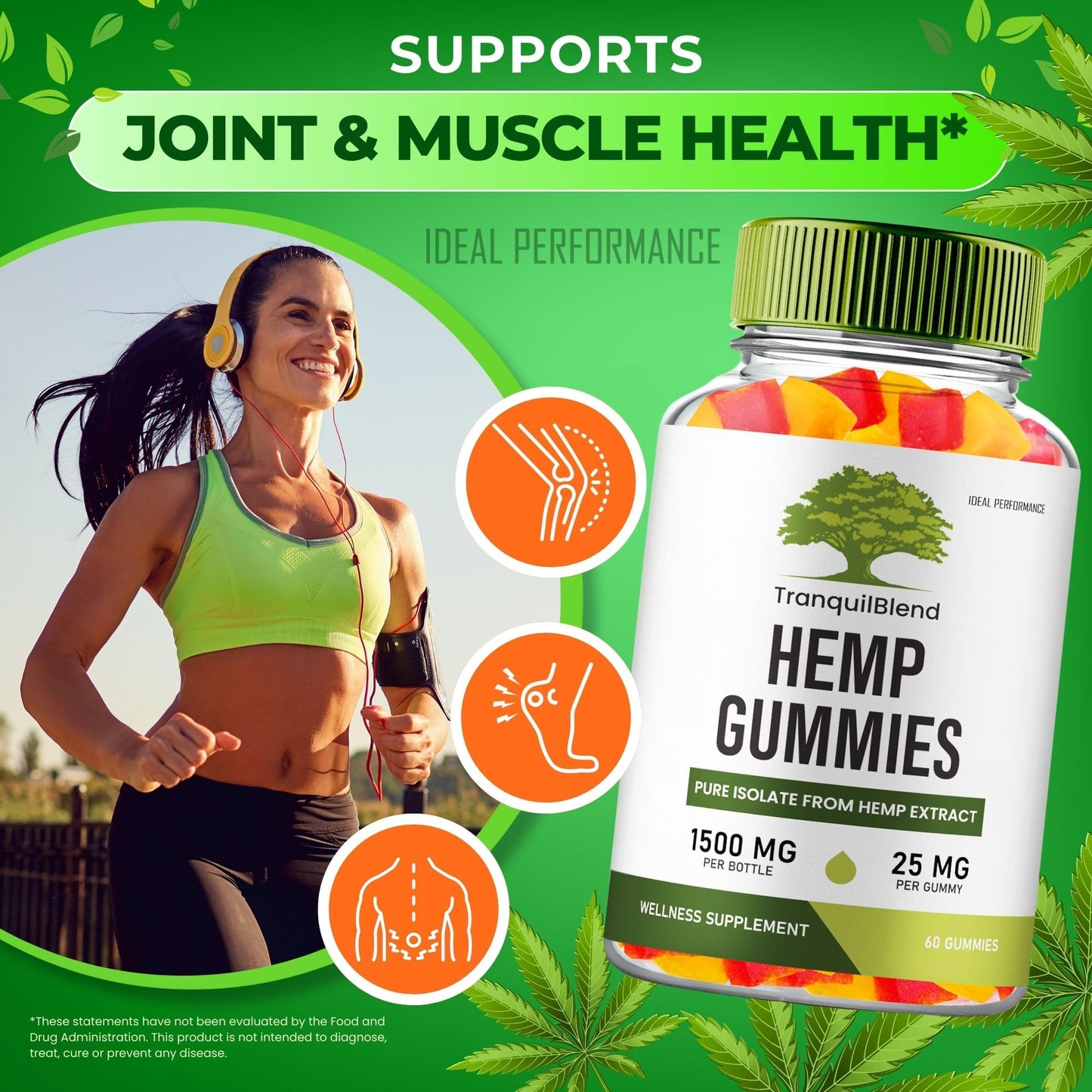 IDEAL PERFORMANCE Tranquil Blend Hemp Gummies 120 Count