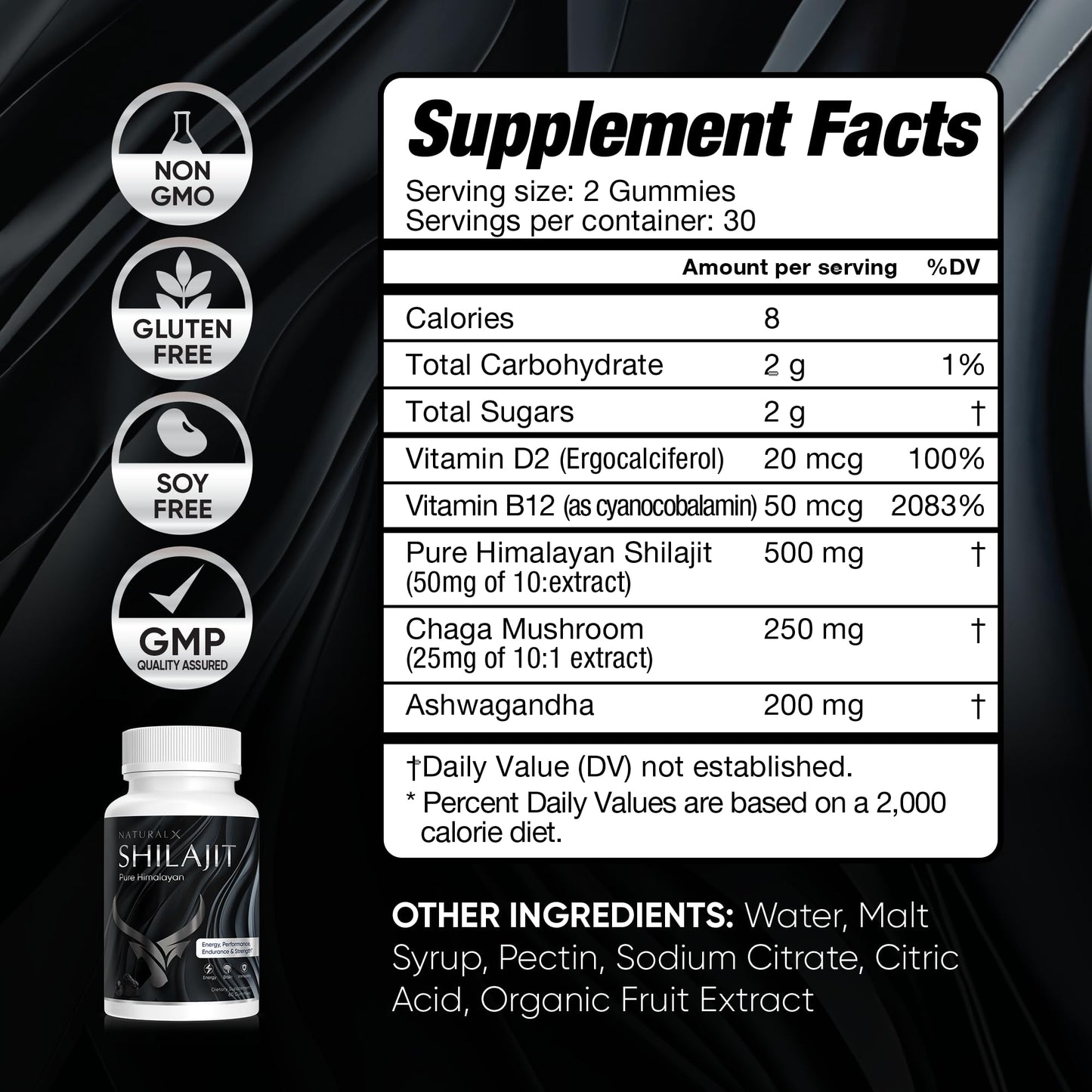 Natural X Pure Shilajit Gummies Gummy 60 Count