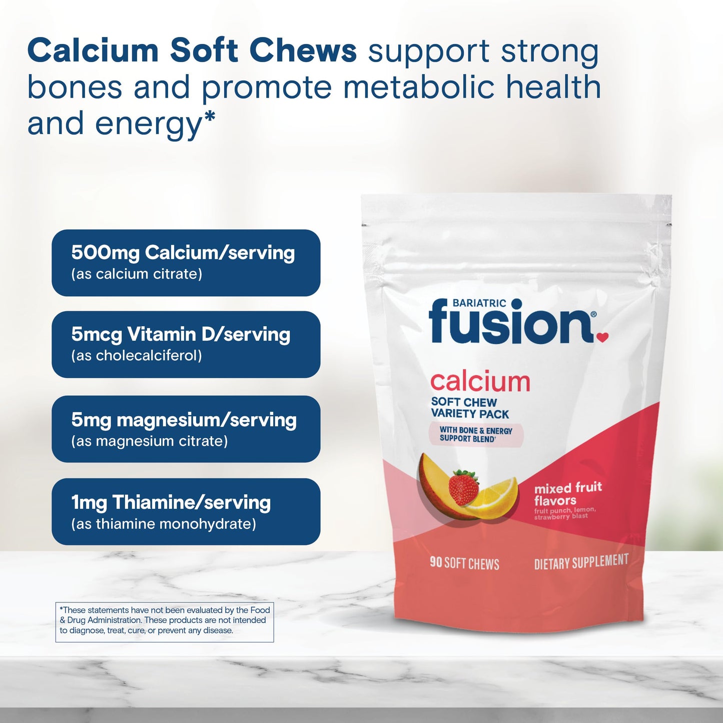 Bariatric Fusion Calcium Citrate with Vitamin D3 Supplement Gummy, 90 Count