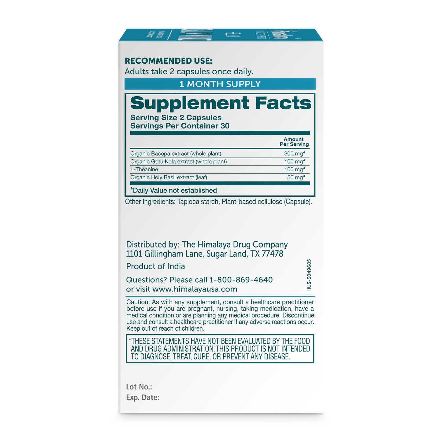 Himalaya Hello Calm Mind Herbal Supplement Capsule, 60 Capsules