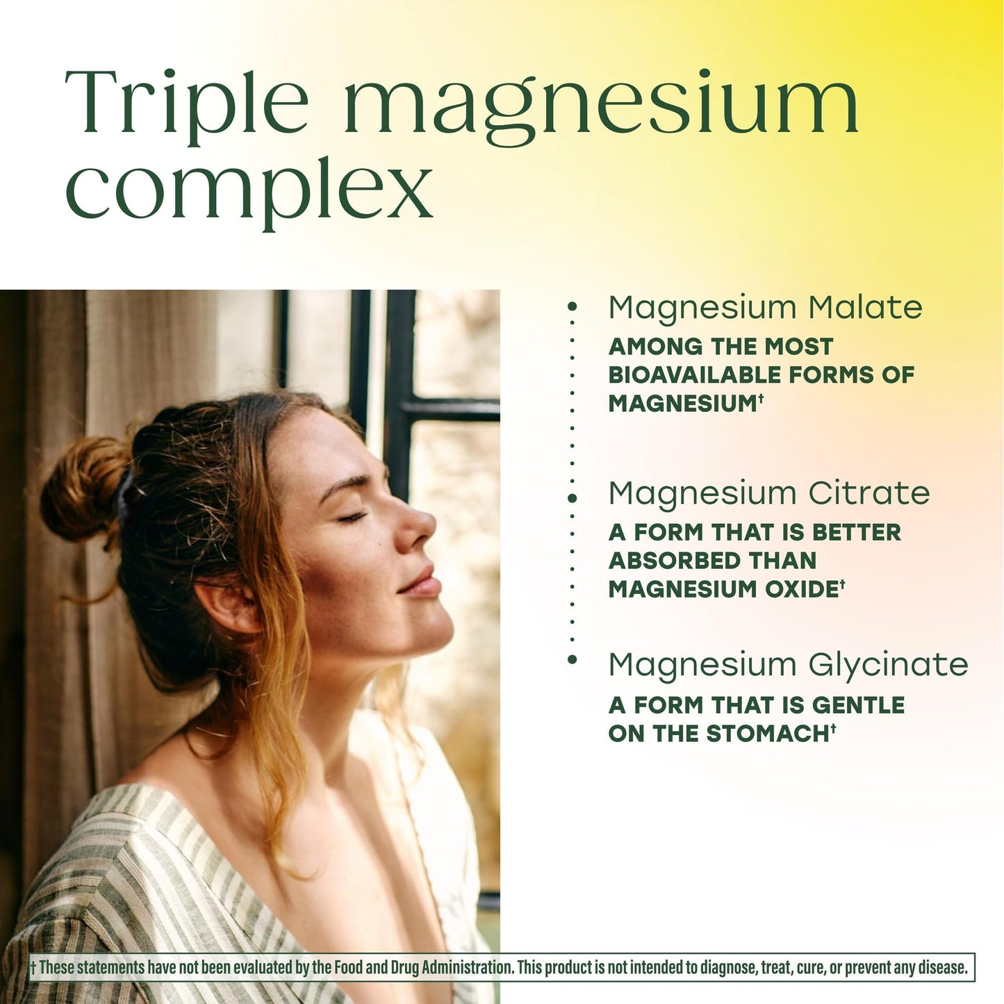 MegaFood Magnesium Glycinate, Citrate, Malate 300mg Supplement, Triple Magnesium Complex, 60 Capsules