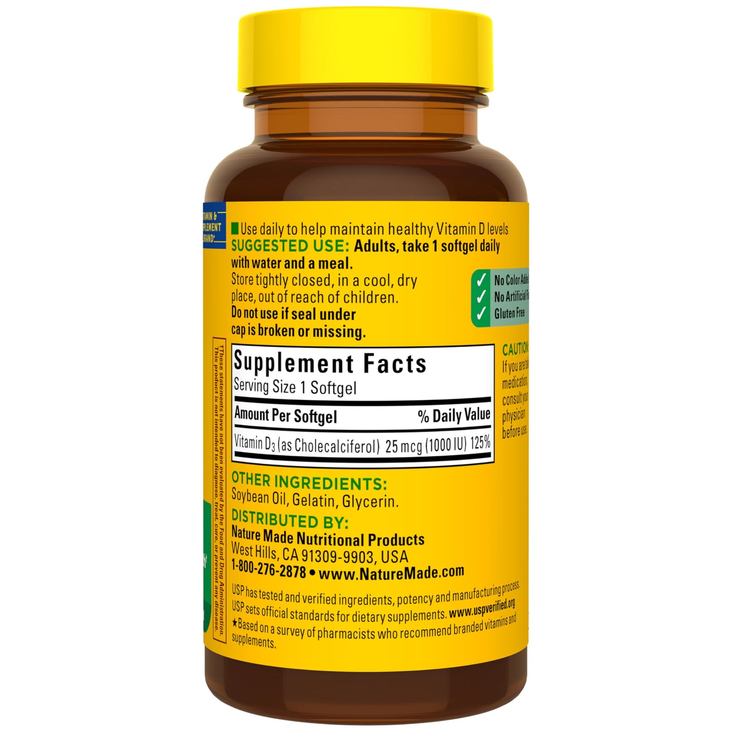 Nature Made Vitamin D3 1000 IU (25 mcg) Softgel, 100