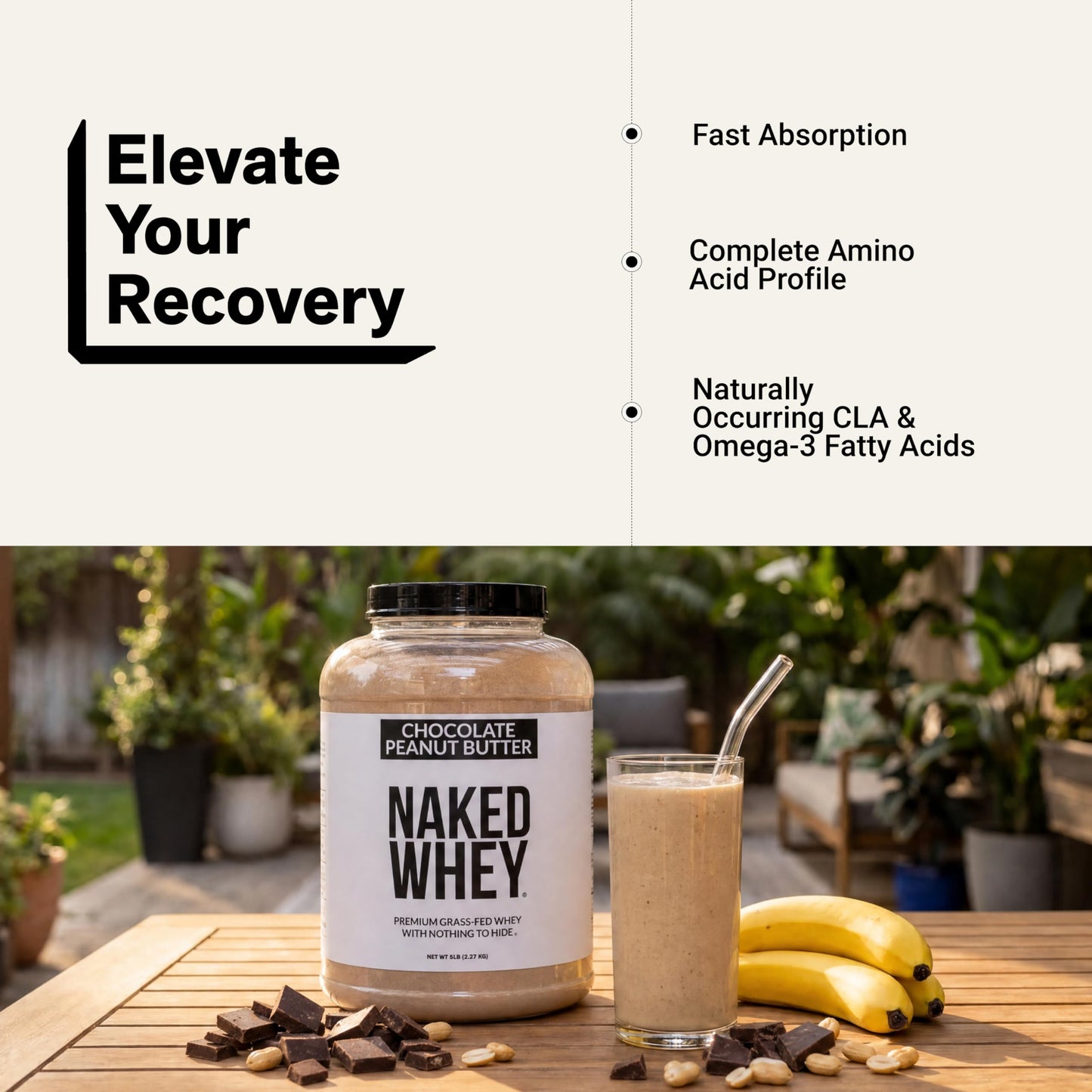 NAKED Whey Chocolate Peanut Butter Grass Fed Whey Protein Powder, 80 Servings