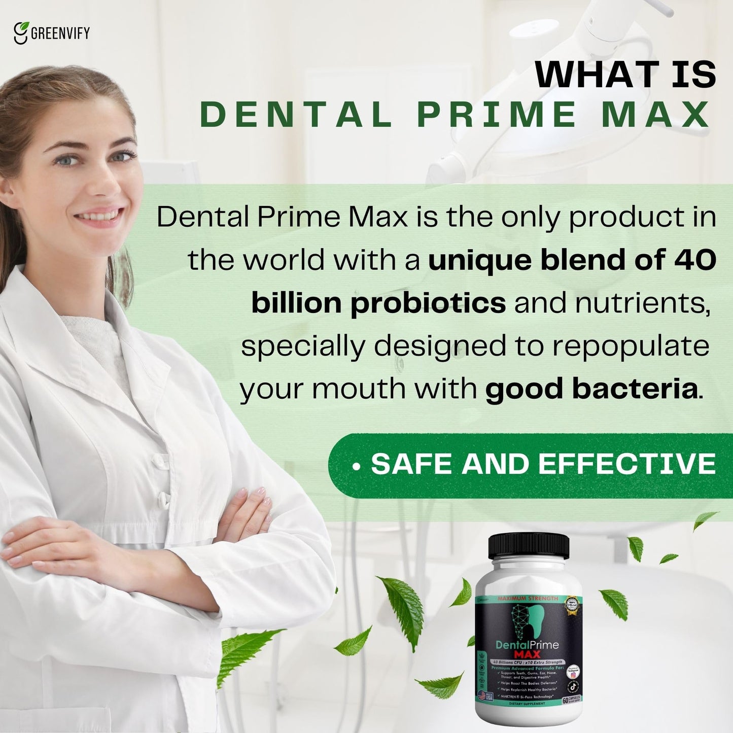 GREENVIFY DentalPrime MAX Probiotic Supplement, 60 Capsules