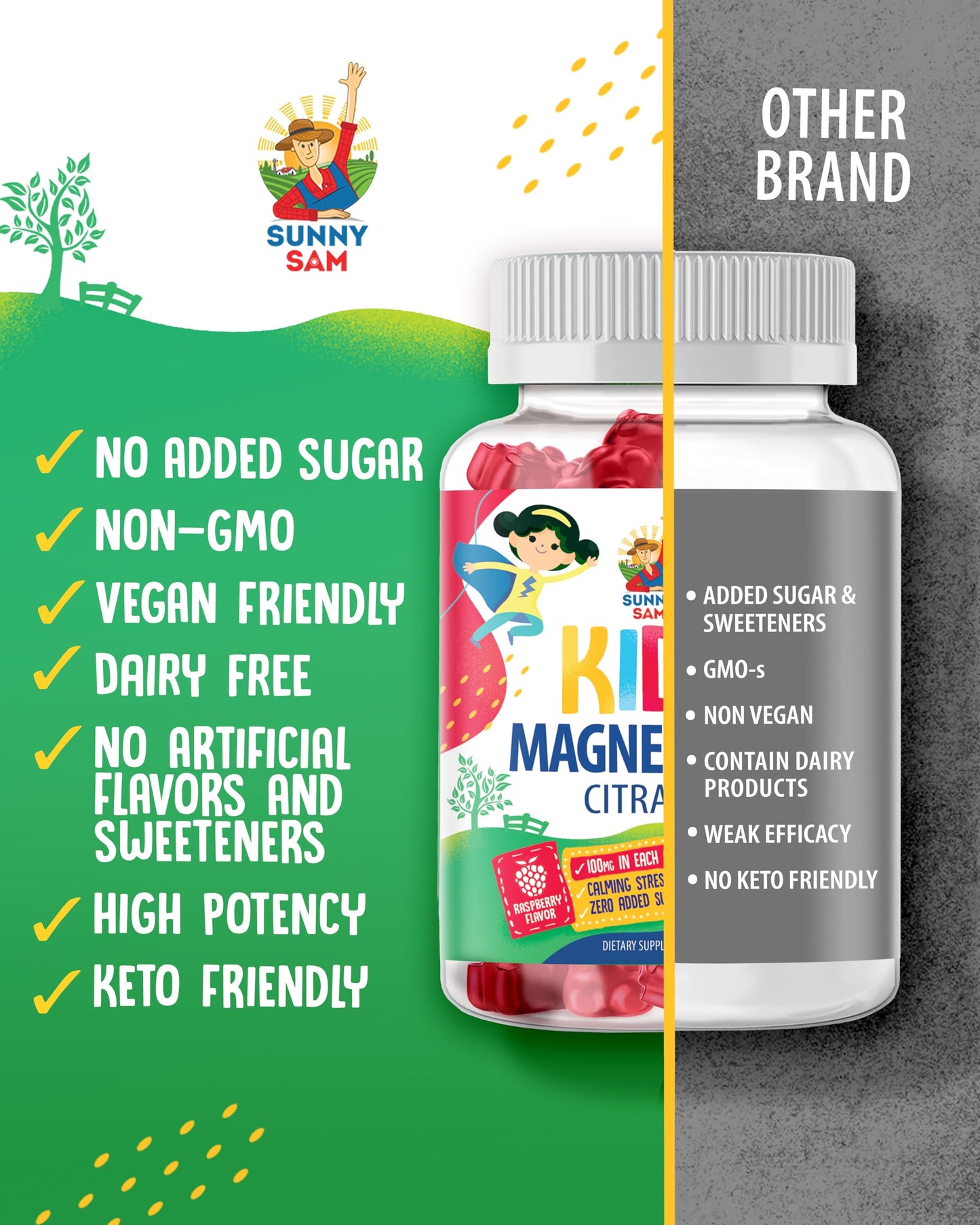 SUNNY SAM Magnesium Gummies 120 Count