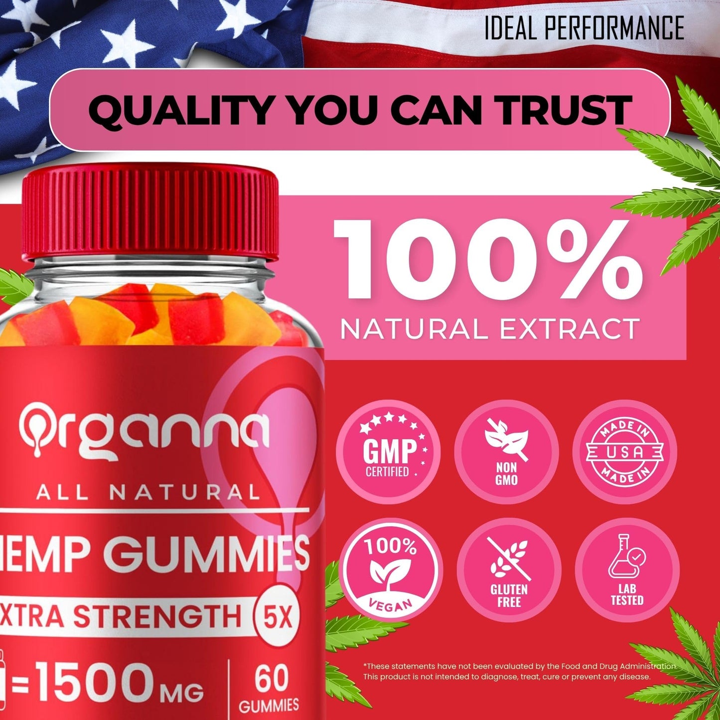 IDEAL PERFORMANCE Organna Full Spectrum Gummies for Men (Gummy), 60 Count