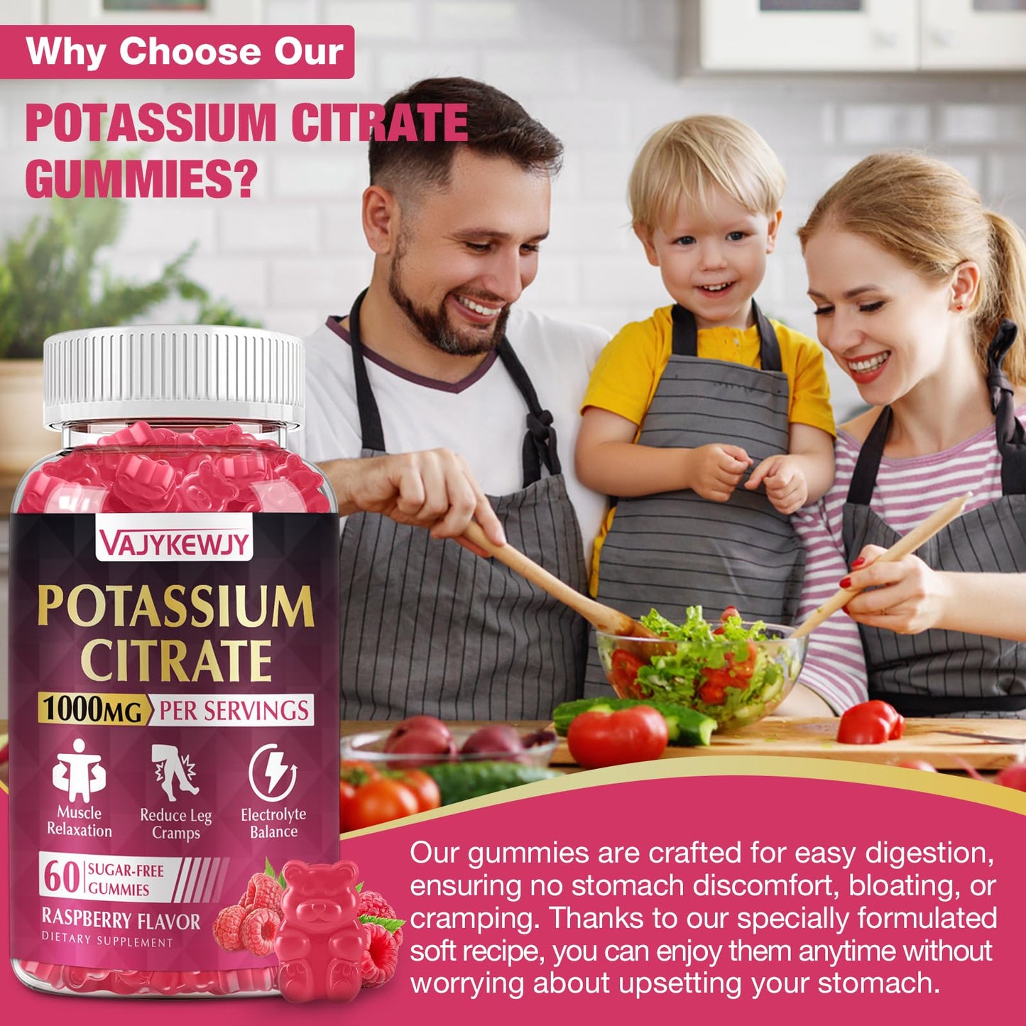 VAJYKEWJY Potassium Citrate Gummies 2-Pack 120-Count