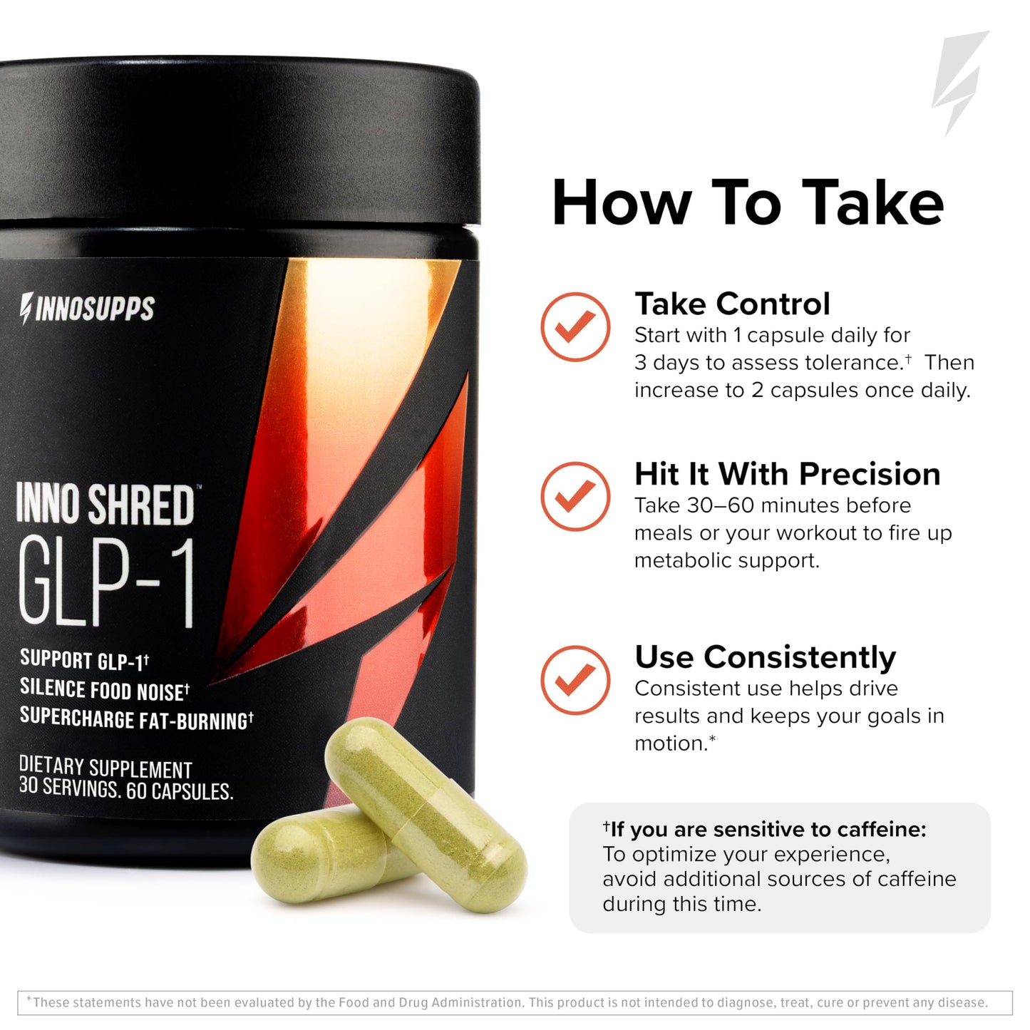 InnoSupps Inno Shred GLP-1 Thermogenic Fat Burner & Appetite Support Capsule 60 Capsules