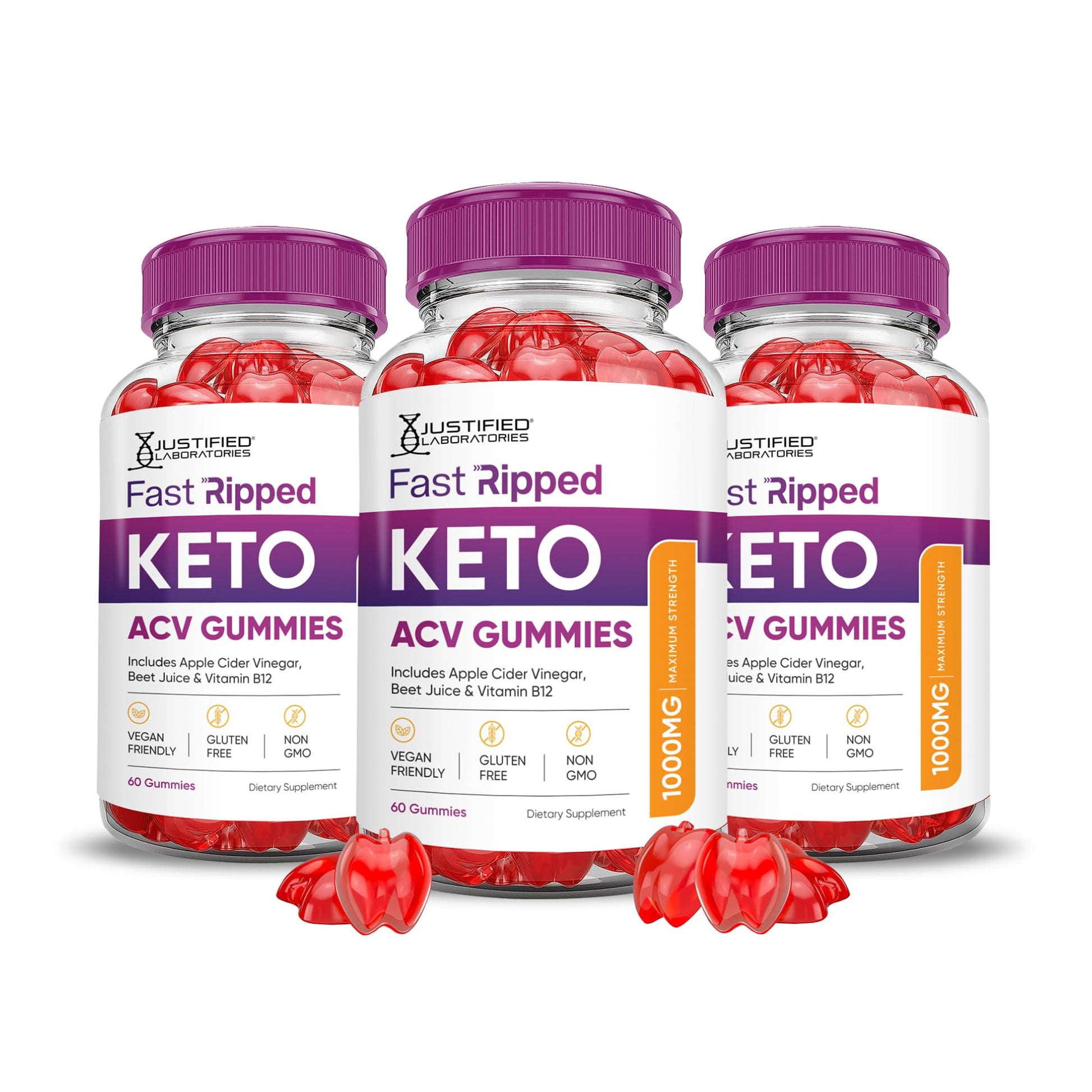 Justified Laboratories Fast Ripped Keto ACV Gummies (1000 mg) 180 Gummies