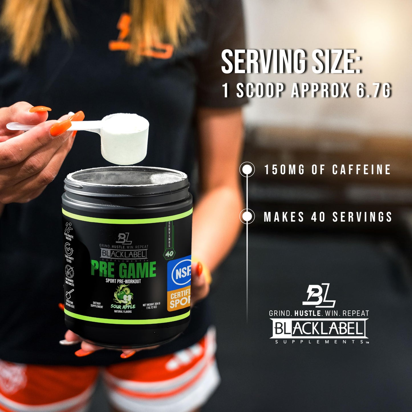 BLACKLABEL Supplements PRE-Game NSF Certified for Sport Pre-Workout Powder 10.72 oz