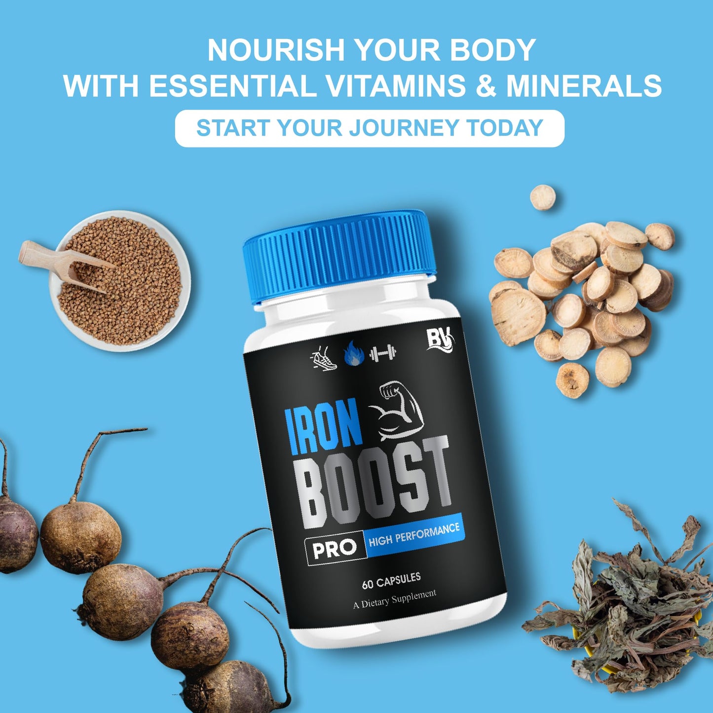 Blue Vibe Iron Boost Pro Premium Performance Capsules, 300 Capsules