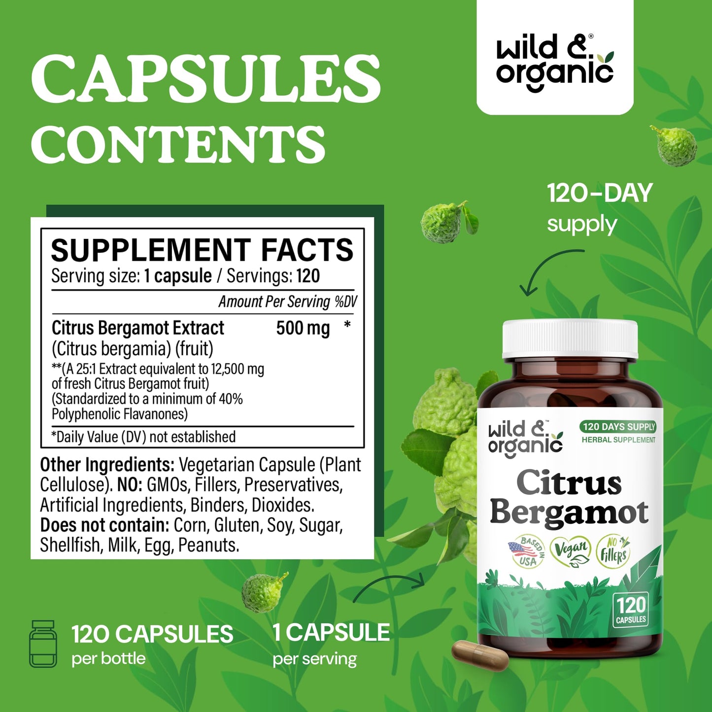 Wild & Organic Citrus Bergamot Capsules 120